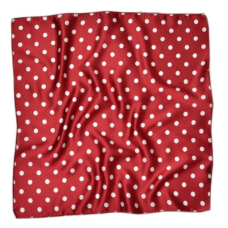 Patiky Women Silk Neckerchief Polka Dot Small Square Neck Scarf for Women PSSJ01 (Burgundy) - Image 3